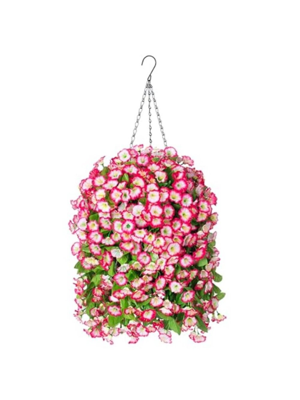 Pink Faux Hanging Flower Basket Silk Morning Glory Outdoor Porch Patio Decor